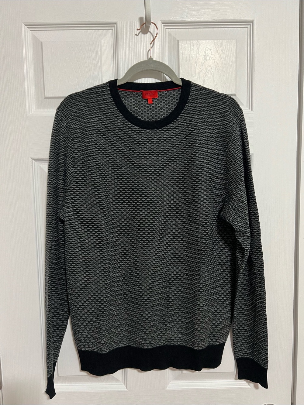 Isaia Men's Crewneck Sweater in Black and Gray